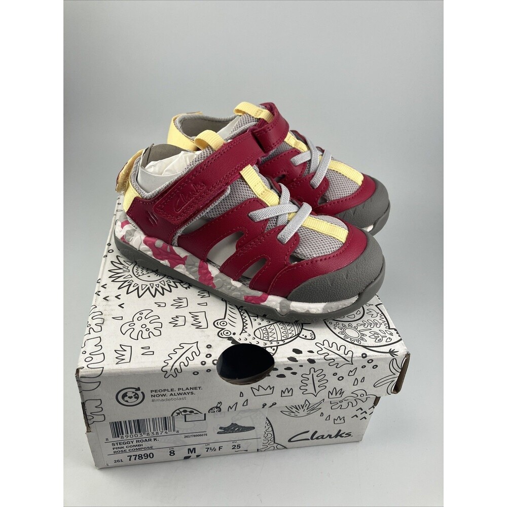 NEW Clarks Girl's Steggy Roar Kids Sandal Pink Size 8M